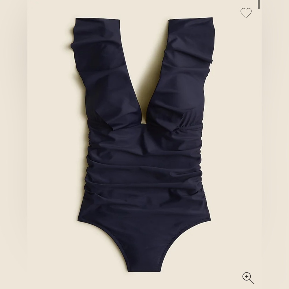 J Crew Ruched ruffle one-piece swimsuit in Navy Size 10 NWT